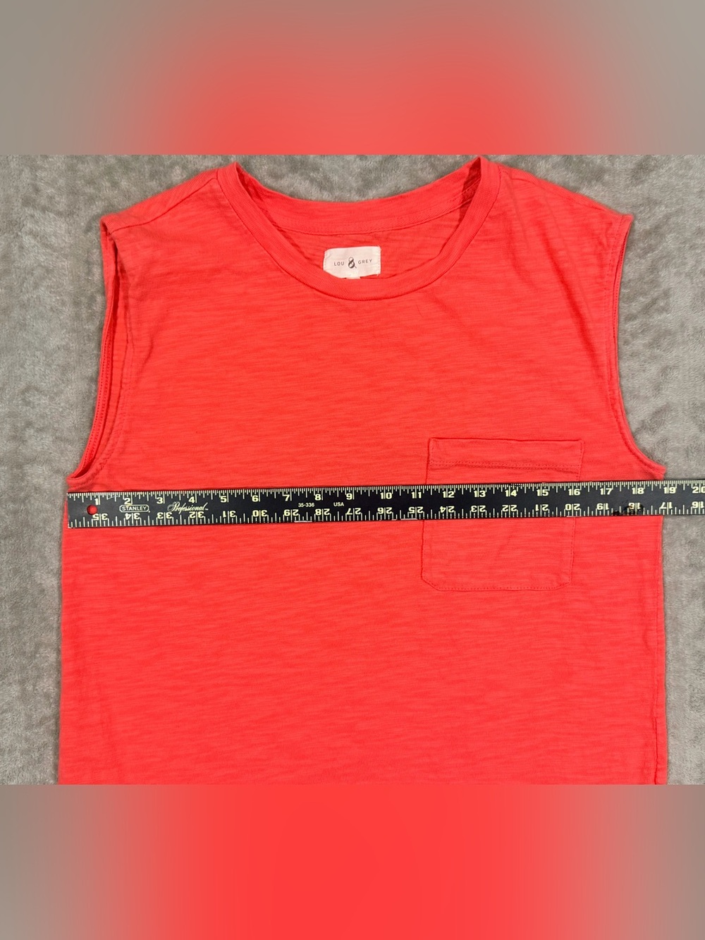 Lou & Grey Coral Orange Pocket Tank Top Women's Medium Basic Coastal Casual - Picture 5 of 6